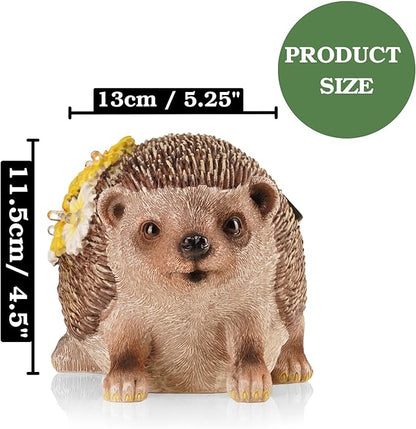 Muldale Solar Hedgehog Garden Decor with House Key Hiders Outside Decorative Compartment - Solar Animal Statue - Solar Powered Hedgehog Gifts - Humphrey The Hedgehog