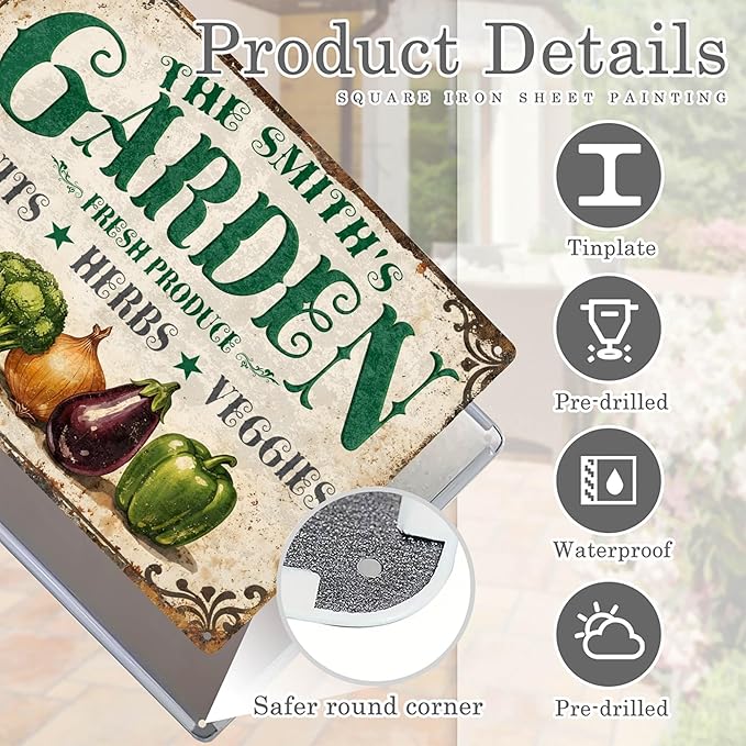 Personalized Garden Signs for Outside Custom Metal Tin Sign for Women, Retro Funny Welcome Metal Sign for Patio, Yard Rustic Home Decor Gifts for Mothers Day, Grandmas, and Gardening Lovers