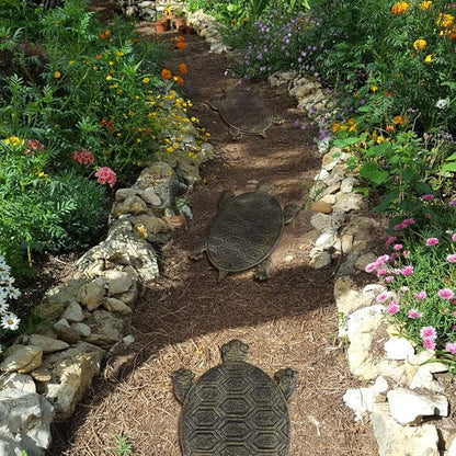 MDLUU Turtle Stepping Stone, Cast Iron Flagstone, Decorative Tortoise Stepping Stone for Garden Walkway, Flower Bed (Bronze)