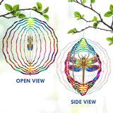 FLAGWIX Dragonfly Gifts for Women - 3D Stainless Steel Metal Wind Spinners 12 in - Dragonfly Wind Spinners Outdoor, Yard Garden Decor for Outside, Mothers Day Birthday Garden Gifts for Mom Grandma