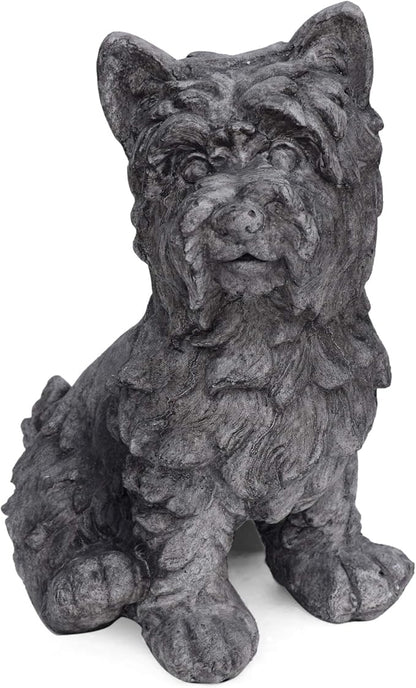 Cricket Dog CAST SONE Garden Statue, Outdoor Terrier Dog Garden Statue, Antique Gray Finish, No Assembly Required