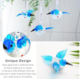 Blown Glass Ornament - Hummingbird,3'' Art Glass Blue Bird Animal Collectable Decorative Hanging Suncatcher for Christmas Tree Window Garden Ornaments