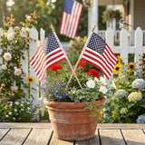 TOPFLAGS 4x6 Small American Flag on Stick 12 Pack Mini US Flags 4x6 Inch Kid-Safe Spear Top Pole for Outside 4th of July Memorial Day USA 250th Anniversary Patriotic Decorations