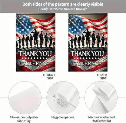 BlissYard Veterans Day Garden Flag 12x18 Inch, Thank You Veterans Double Sided Garden Flag for Outside Yard Decor, Military Veteran Garden Flags Veterans Day Yard Flag, Memorial Honor Gift for Veterans