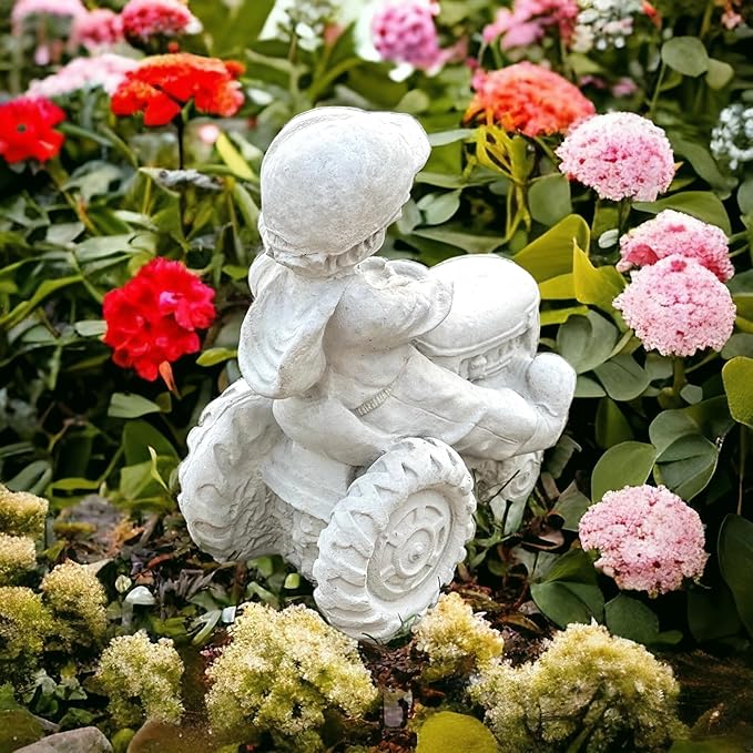Concrete Young Child on a Tractor Figure Massive Boy on Tractor Statue Outdoor Farm Decoration