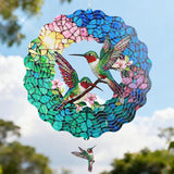 Hummingbird Wind Spinner for Easter Day Gift,Laser-Cut 12 Inch Stainless Steel Outdoor Garden Spring Decor, 3D Kinetic Window Hanging Sculpture Yard Art for Patio Women, Mom & Dad