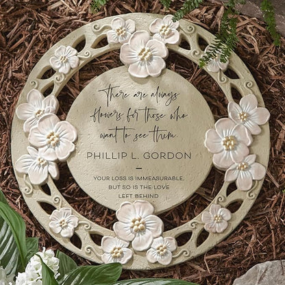 Let's Make Memories Personalized Memorial Garden Stone - Floral - Sympathy - in Memoriam - Condolences - Indoor Display Option - Garden Décor - Comforting Blooms