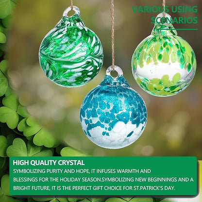3pcs Hand Blown Glass Gazing Balls 2.3in Hanging Friendship Ball Decor for Home Garden Patio