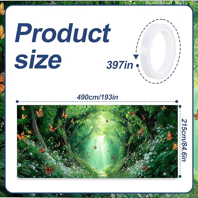 16x7 ft Enchanted Forest Banner for Two Car Garage - Fits Double Garage Door, Magical Sunlight Forest Path with Butterflies Large Backdrop, Garden Yard Sign & Meditation Space