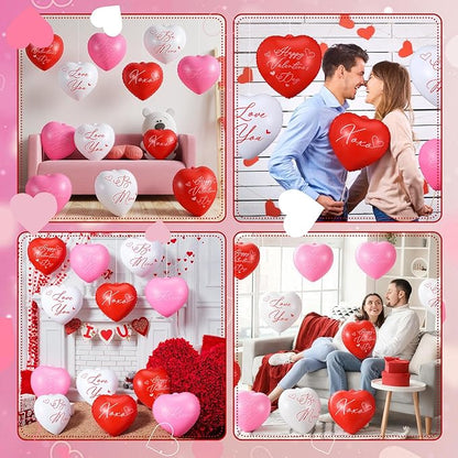 Jetec 12 Pcs 12'' Valentine's Day Inflatable Hearts Outdoor Decorations, Large Inflatable Heart Valentines Hanging Ornaments for Wedding Anniversary Holiday Party Yard Decor(Mixed Color,Letter)