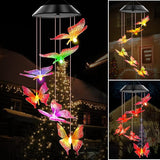 Solar Wind Chimes Outdoor Color Changing Lights, Gift for Women Mom Grandma Sister Best Gifts, Wind Chimes Unique Outdoor Garden Yard Decor (Purple Butterfly)