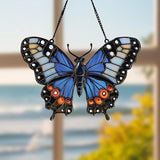 Blue Butterfly Acrylic Suncatcher, Boho Suncatchers for Window Hangings, Stained Glass Effect Indoor Outdoor Garden Decor for Butterfly Lover, Gifts for Mother's Day, Mom, Grandma, Wife, Women