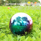 VCUTEKA Gazing Ball, 10" Stainless Steel Mirror Ball Reflective Garden Sphere, Gazing Globe for Home Garden Patio Lawn Outdoor and Indoor Decorative, 1PSC Rainbow