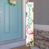 47" Thanksgiving Porch Sign Door Decoration Wooden Porch Sign with Leaves for Front Door Merry Christmas Decorations Rustic Farmhouse Hanging Wall Standing for Harvest(Flamingo)