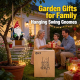 Hanging Garden Gnomes Statues Solar Watering Can Fairy Lights, 6.7''H Swings Gnome Cascading LED Decor for Yard Balcony Backyard Tree Outside, Housewarming Birthday Gifts for Woman Mom Grandma