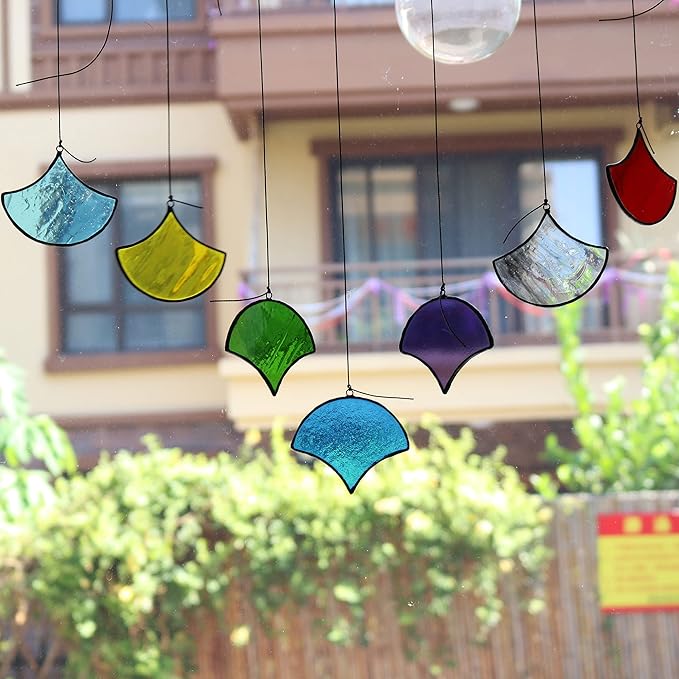 Stained Glass Suncatchers Set of 7 Multicoloured Stained Glass Window Hangings Ornament Sets Handmade for Home, Garden, Patio and Party Decoration Home Ornament Gifts for Women
