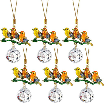 H&D HYALINE & DORA 6 Pcs Birds on Branches with Ball Prism Suncatchers Birds Hanging Ornament Indoor Decorations for Holiday Present Ideas