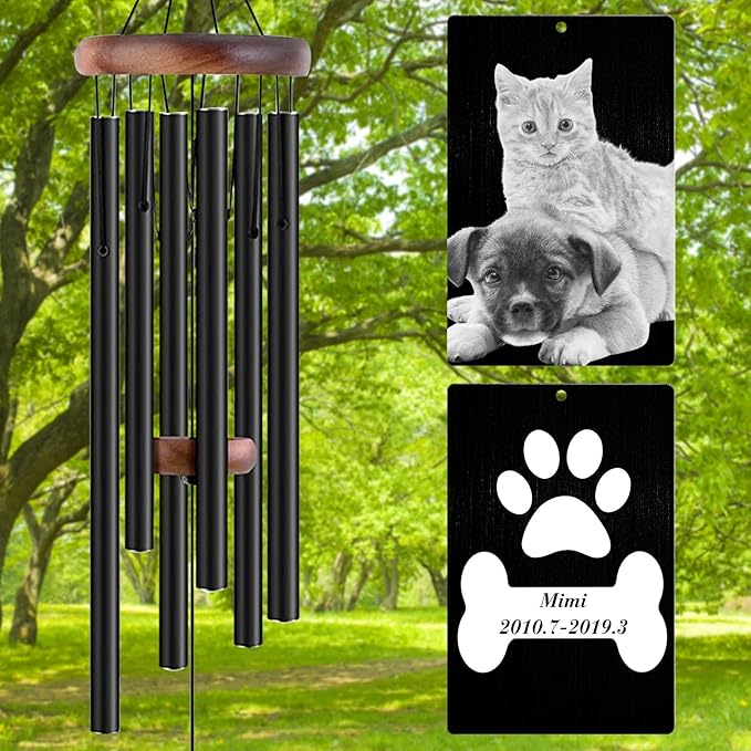 Personalized Wind Chimes Memorial Engraved Gift,Custom Sympathy Wind Chime for Loss of Loved One,Customized Mother Father Dog Pet Family Remembrance Bereavement Gifts