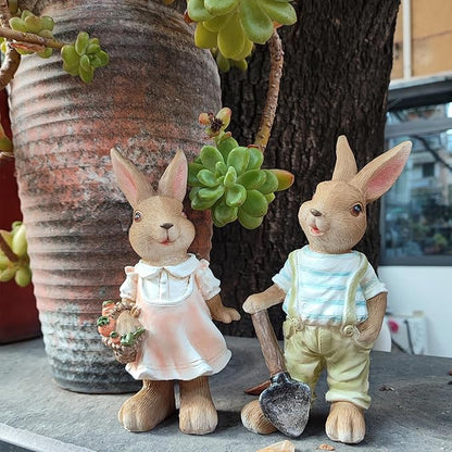 Bunny Decor,Yard Decorations Outdoor Statues Bunny Figurines for Home Garden,Outdoor Statues Easter Rabbit Figurines Mom Grandma Gifts
