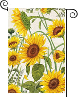 Baccessor Spring Summer Sunflower Garden Flag 12.5 x 18 Inch Double Sided Burlap Summer Yellow Flower Green Leaf Farmhouse Small Yard Flag Summer Holiday Seasonal Outdoor Outside Decoration