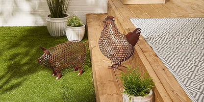 DII Chicken Wire Collection Farm Animal Sculpture, Pig, 13.5x5.5x15.25 inches