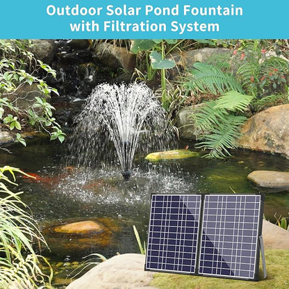 NFESOLAR Solar Pond Filter Fountain, 30W Solar Pond Pump with Pond Filter, 16.4 Ft Cord, 6.6 Ft Tubing for Outdoor Pond 200-600 Gallons, Garden Waterscape N3223