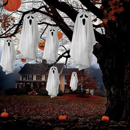 Bunny Chorus Halloween Decorations Outdoor Hanging Ghosts, 6Pcs Cute Hanging Light up Ghosts, Halloween Decorations for Home Patio Yard Lawn Tree Party Garden Porch Decor Indoor Outdoor