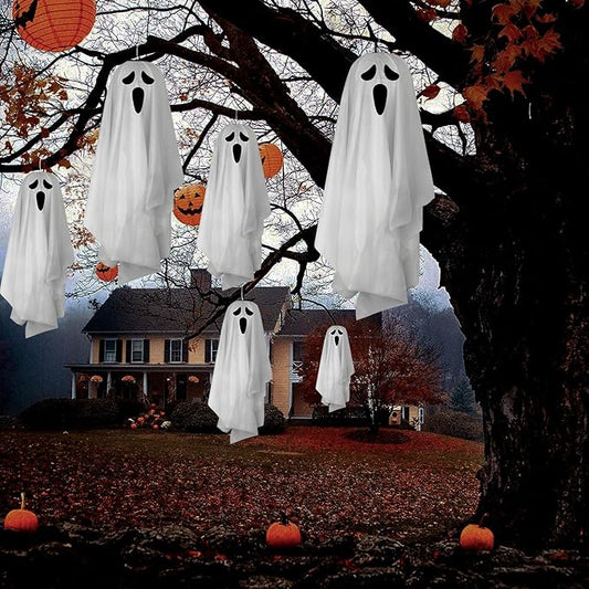 Bunny Chorus Halloween Decorations Outdoor Hanging Ghosts, 6Pcs Cute Hanging Light up Ghosts, Halloween Decorations for Home Patio Yard Lawn Tree Party Garden Porch Decor Indoor Outdoor