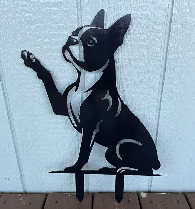 Boston Terrier,Metal Boston Terrier,Rusty Boston Terrier,Yard Art,Dog Memorial,Boston Terrier on Stakes,Dog Lover Gift,Yard Art,Patio Outdoor Decor,Garden Decorations,Lawn Ornaments.