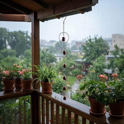 Rain Chains for Outside, Iron Hanging Decorative Rain Chains with 8 Bells, 47.2in Rain Bells for Decorating Garden and Drainage to Protect Building from Rainwater Erosion
