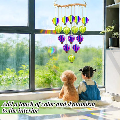 Color Leave Glass Wind Chimes for Outside, Hanging Handcrafted Suncatcher Windchimes Coastal for Women Gift, Sea Glass Art Wind Chimes for Outdoor Garden Home Housewarming Holiday Decoration