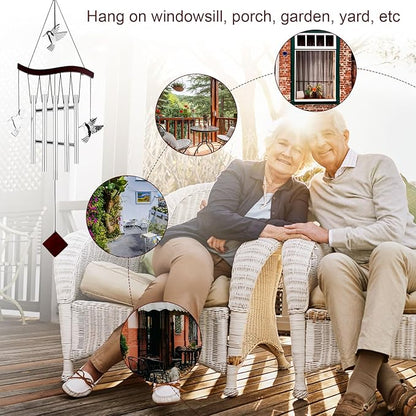 Hummingbird Wind Chime for Outside, Decorative Hummingbird Windchimes with 7 Aluminum Tubes Humming Bird Wind Spinner Memorial Sympathy Gifts for Mother Grandma Garden Indoor Outdoors Clearance