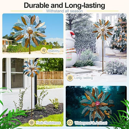 Lariander Solar Wind Spinners 87 Inch Extra Large Metal for Yard, Garden Decor Yard Art Windmills for Outdoor