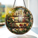 Bimkole Book Stained Glass Suncatcher Window Hanging - Flowers Indoor Window or Doorway Decoration - Handmade Sun Catcher Decor for Garden Home Christmas & Birthday Gifts 7.87x7.87 Inch