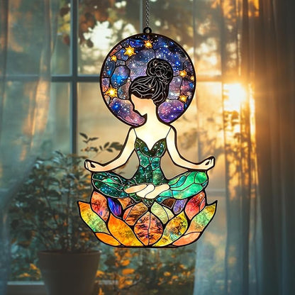 Yoga Suncatcher Ornament Namaste for Lovers Personalized Teacher Perfect Mindfulness and Tree Pose Keepsake Sun Catchers Acrylic Windown Suncatchers Windows Hanging Window