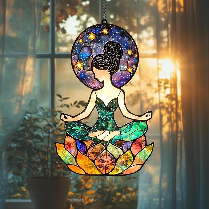 Yoga Suncatcher Ornament Namaste for Lovers Personalized Teacher Perfect Mindfulness and Tree Pose Keepsake Sun Catchers Acrylic Windown Suncatchers Windows Hanging Window