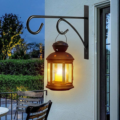 4 Pack Black Vinyl Fence Hooks, 8 Inches Strong Load-Bearing Wall Hanging Plant Bracket Outdoor Indoor, Fence Hangers for Hanging Flower Baskets, Wind Chimes, Bird Feeders, Lanterns & Lights