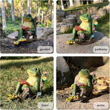 Solar Garden Statues Miniature Frog Figurine Thanksgiving Decor with Succulents and 7 LED Lights Outdoor for Patio Yard Balcony Lawn - Unique Housewarming Birthday Gifts for Women Mom Family Friends