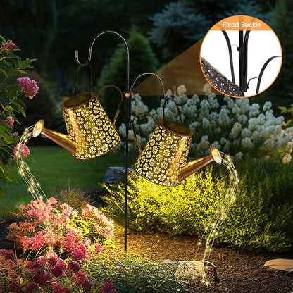 Mousike Solar Lights Outdoor Garden Decor, Large Hanging Lantern Waterproof Watering Can Landscape Lights Outside Decorations for Front Porch Lawn Driveway Patio Backyard Pathway (90LED 2Pack)