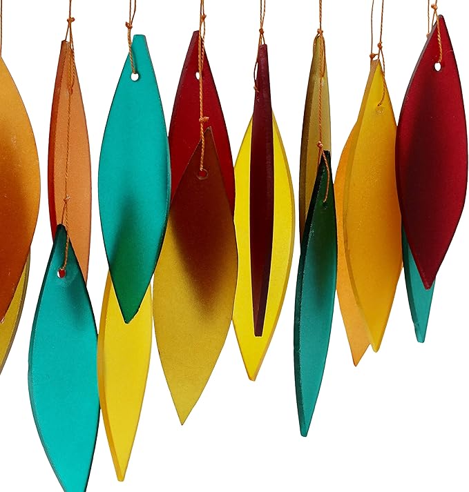 Blue Handworks Santa Fe Glass Chime, Sandblasted Glass and Found Wood Handcrafted Wind Chime