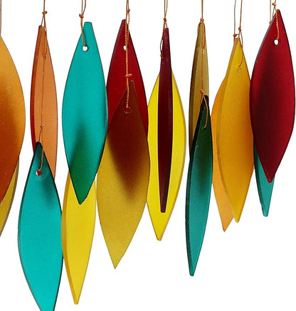 Blue Handworks Santa Fe Glass Chime, Sandblasted Glass and Found Wood Handcrafted Wind Chime