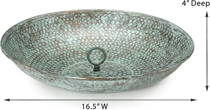 Good Directions 479V1 Rain Chain Basin Large 16-1/2 Inch Diameter, 4 Inches High, 100% Blue Verde Pure Copper
