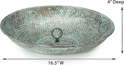 Good Directions 479V1 Rain Chain Basin Large 16-1/2 Inch Diameter, 4 Inches High, 100% Blue Verde Pure Copper