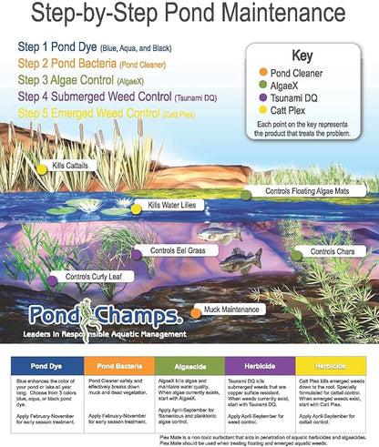 Blue Lake and Pond Dye - One Gallon of Professional Lake & Pond Dye - Treats Up to 1 Acre - Royal Blue Color - Safe for Fish, Wildlife, Pets & Children (Pack of 2)