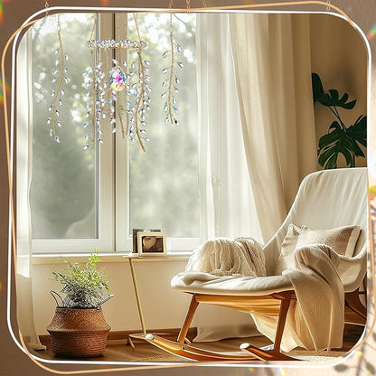 Suncalla 3 Pcs Crystal Suncatchers for Window Hanging Wind Chime Sun Catchers with Crystals Making Rainbow Indoor Outdoor Garden Decor