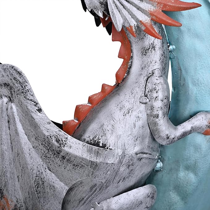 Metal Dragon Hanging Decoration Tree Ornaments Figurines, Dragon Moon Hugger Wall Plaques Statues, Outdoor Wind Sculptures Art for Patio Lawn Deck Pool Yard Stump Branches Porch Balcony Garden Decor