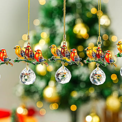 H&D HYALINE & DORA 6 Pcs Birds on Branches with Ball Prism Suncatchers Birds Hanging Ornament Indoor Decorations for Holiday Present Ideas
