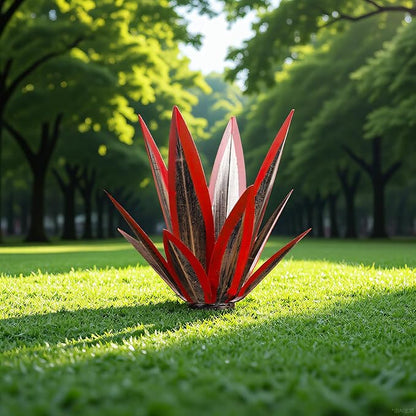 Tequila Rustic Sculpture, Metal Agave Plant Home Decor, DIY Hand Painted Metal Agave, Garden Yard Sculpture Lawn Home Art Decoration Statue, Garden Ornaments Outdoor Decor (Red)