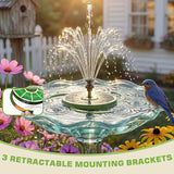 AISITIN 3.5W Solar Bird Bath Fountain with Built-in 1800mAh Battery, Solar Water Pump with 8 Nozzles, Solar Powered Floating Fountain for Outdoor Garden, Birdbath, Pond, Pool, Fish Tank - Dark Green