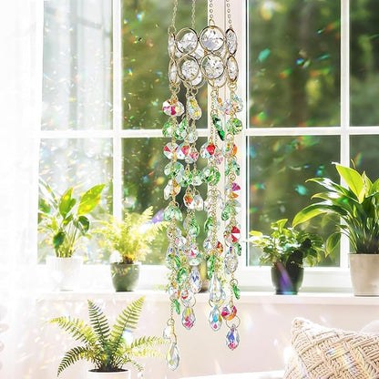 H&D HYALINE & DORA Crystal Suncatchers for Window Hanging Gold-Plated Sun Catcher for Indoor Outdoor and Party Decor Light Catcher with Gift Box (19inch, Green)